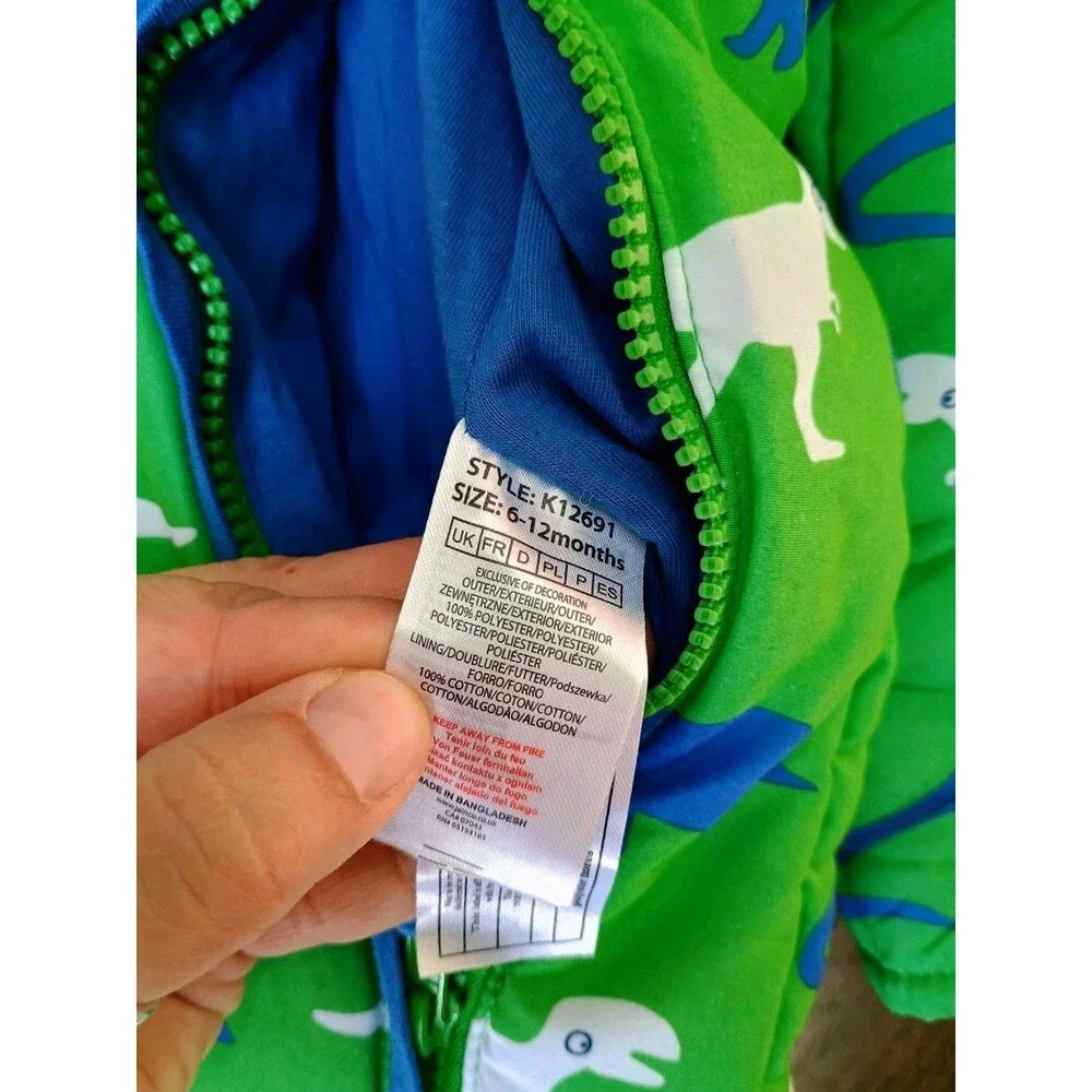 Lily & Jack Snow Suit Baby Boy 6-12 Months Green Dinosaur Hooded Bunting